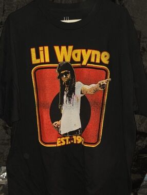 Lil Wayne Black Graphic Tee - White Logo Print